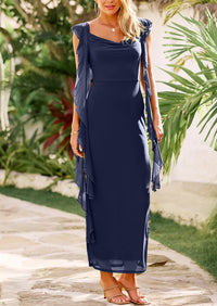Sleeveless Ruffle Cocktail Party Maxi Bodycon Dresses