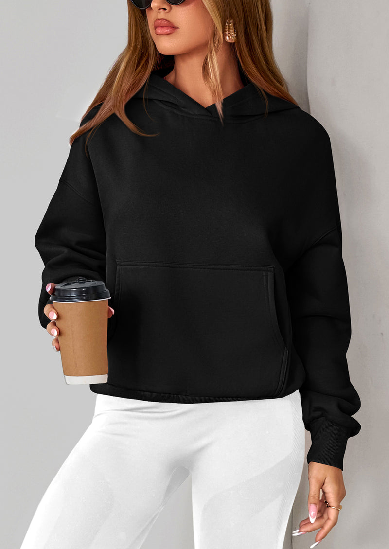 PRETTYGARDEN Women's Fall Hooded Sweatshirts Long Sleeve Half Zip Cropped Hoodies Pullover Winter Fashion Clothes