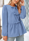 PRETTYGARDEN Women's Spring Fall Babydoll Peplum Blouse Shirt Puff Long Sleeve Bow Tie Front Trendy Cute Y2K Going Out Tops