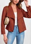 PRETTYGARDEN Women's Faux Suede Jackets Fashion Fall Clothes Long Sleeve Open Front Cropped Coat Outwear