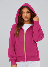 Y2K Zip Up Hoodie Long Sleeve Loose Fit Pockets Casual Sweatshirt