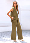 PRETTYGARDEN Women's 2 Piece Outfits Sleeveless Suit Vest and Wide Leg Pants Business Casual Blazer Sets