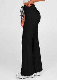 Elastic High-Waisted Drawstring Casual Flare Pants
