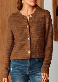 Knit Cardigan Long Sleeve Open Front Button Down Jacket
