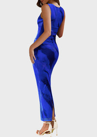 Floral Bodycon Sleeveless Mesh Maxi Long Dresses
