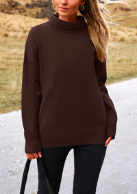 Long Sleeve Oversized Chunky Knitted Casual Turtleneck Sweaters