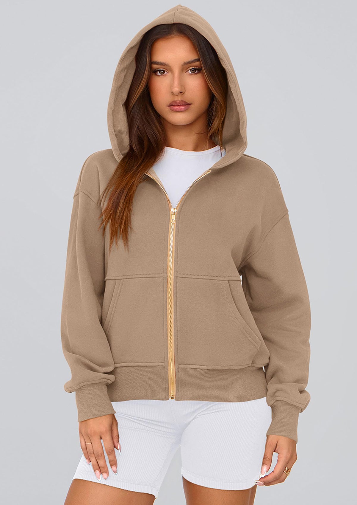 Y2K Zip Up Hoodie Long Sleeve Loose Fit Pockets Casual Sweatshirt