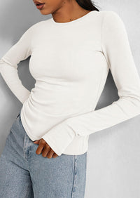 Casual Long Sleeved Round Neck Y2k Top