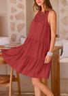 BTFBM Women Summer Halter Dresses Casual Spring 2025 Sleeveless A-Line Tiered Swing Mini Dress Beach Vacation Sundress