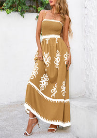 Floral Sundress Spaghetti Strap Flowy Beach Vacation Boho Maxi Dresses