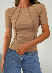 Short Sleeved Casual Round Neck Slim Fit T-Shirt