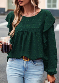 Long Sleeved Casual Round Neck Bohemian Blouses