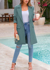 PRETTYGARDEN Women's Spring Fall Long Blazer Jackets Long Sleeve Lapel Pockets Loose Fit Work Casual Blazers Outerwear