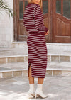 PRETTYGARDEN 2 Piece Skirts Sets For Women Fall Fashion Striped Sweater Dress Knit Lounge Travel Outfits Winter Clothing