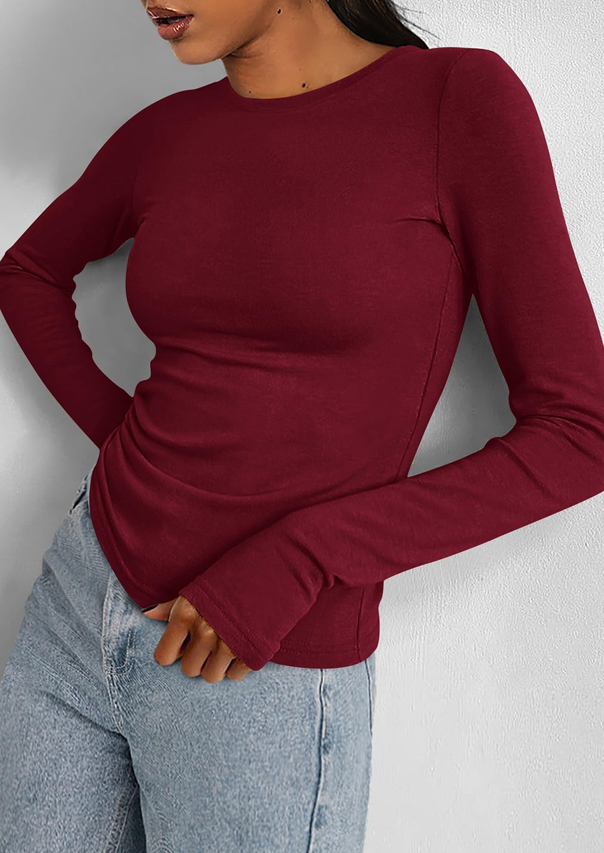Casual Long Sleeved Round Neck Y2k Top