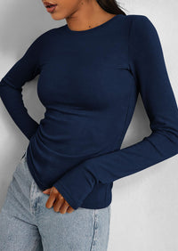 Casual Long Sleeved Round Neck Y2k Top