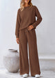 Long Sleeved Pullover And Wide Leg Pants Knitted Casual Suit