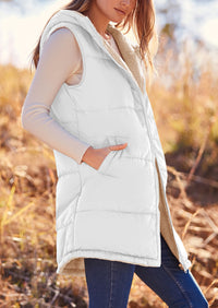 PRETTYGARDEN Womens Fall Reversible Vests Sleeveless Fleece Jacket Zip Up Hoodie Pockets Long Warm Winter Coat Outerwear