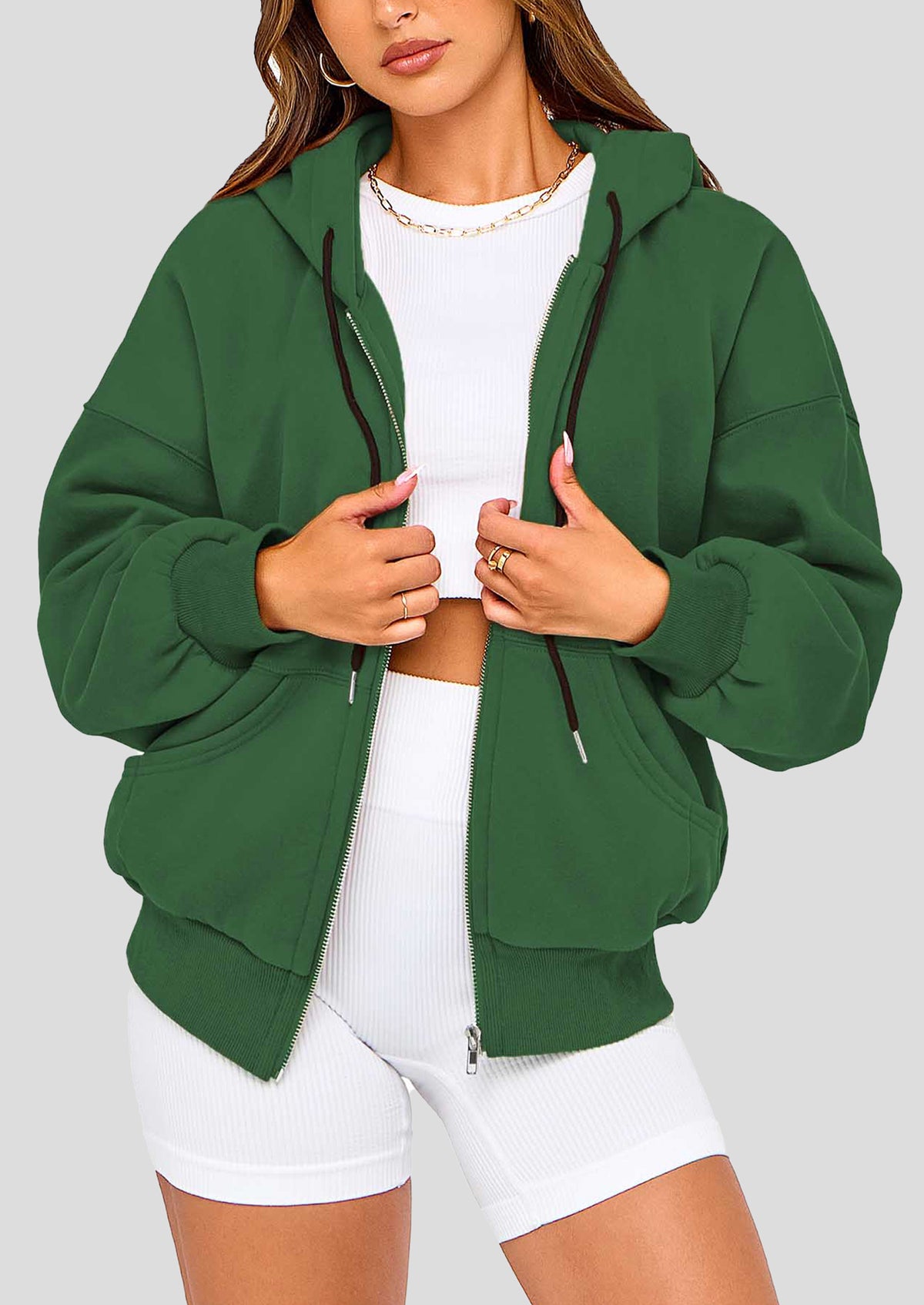 Zip Up Long Sleeve Loose Fit Y2K Casual Hoodies Cardigan