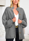 PRETTYGARDEN Women's Winter Button Down Cardigan Sweaters Mock Neck Lantern Long Sleeve Chunky Knit Jacket Trendy Outerwear