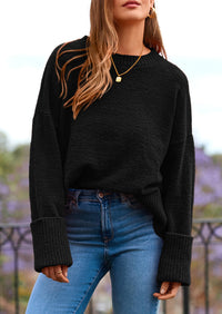 PRETTYGARDEN Women's Fall Oversized Sweaters Casual Crewneck Pullover Long Sleeve Fuzzy Chunky Knit Tops Blouse