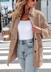 PRETTYGARDEN Women's Winter Faux Fur Coats Long Sleeve Lapel Button Down Pockets Fleece Sherpa Jacket Casual Trendy Outerwear