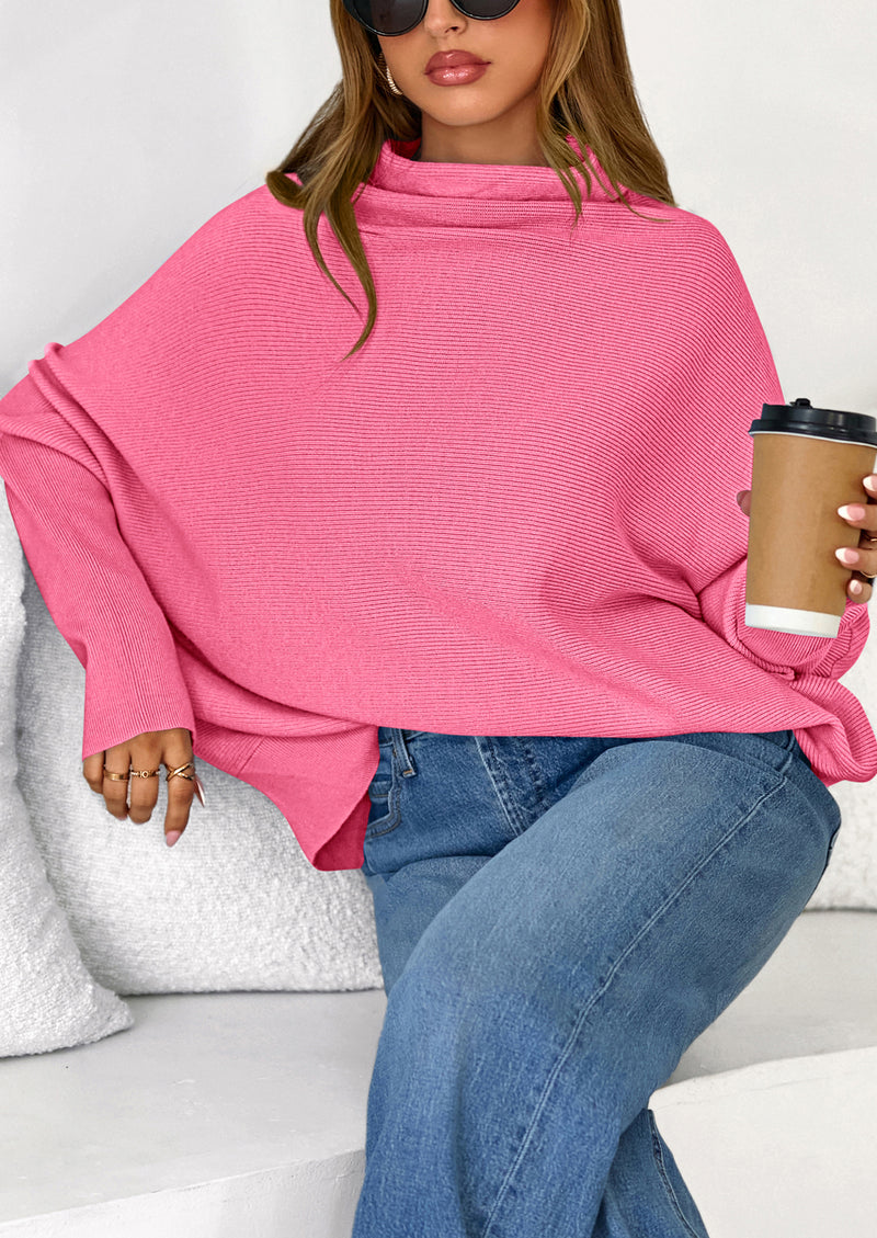PRETTYGARDEN Womens Sweaters Fall Fashion Casual Loose Turtleneck Batwing Long Sleeve Knit Sweater Pullover Tops