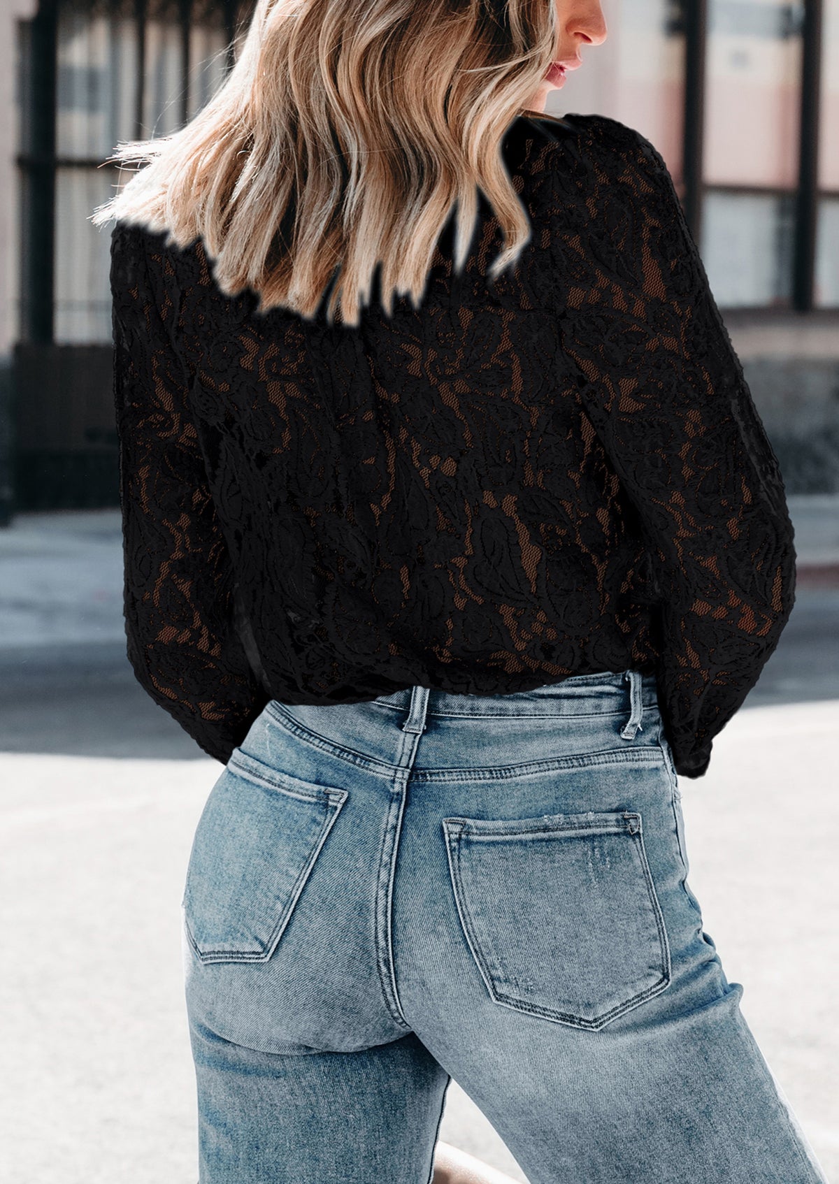 Lace Casual Long Sleeve Button Up Blouses