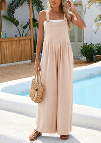 Casual Sleeveless Shoulder Strap Loose Wide Leg Pants