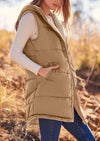 PRETTYGARDEN Womens Fall Reversible Vests Sleeveless Fleece Jacket Zip Up Hoodie Pockets Long Warm Winter Coat Outerwear