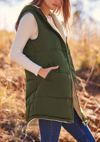 PRETTYGARDEN Womens Fall Reversible Vests Sleeveless Fleece Jacket Zip Up Hoodie Pockets Long Warm Winter Coat Outerwear