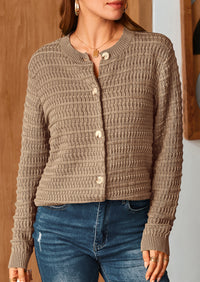 Knit Cardigan Long Sleeve Open Front Button Down Jacket