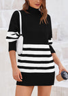 PRETTYGARDEN Women's Oversized Striped Sweaters Fall Casual Long Sleeve Turtleneck Pullover Chunky Knit Jumper Tops