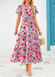 Casual V-neck short sleeved Bohemian Maxi dress