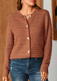 Knit Cardigan Long Sleeve Open Front Button Down Jacket