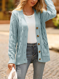Knitted Solid Color Button Down Chunky Outwear Cardigan