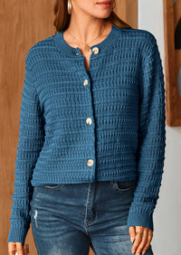 Knit Cardigan Long Sleeve Open Front Button Down Jacket