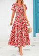 Casual V-neck short sleeved Bohemian Maxi dress