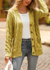 Knitted Solid Color Button Down Chunky Outwear Cardigan