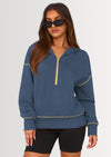 PRETTYGARDEN Women's Hooded Sweatshirts Long Sleeve Half Zip Cropped Hoodie Pullover Winter Fashion Clothes