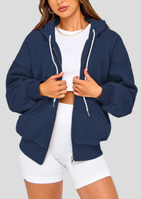 Zip Up Long Sleeve Loose Fit Y2K Casual Hoodies Cardigan