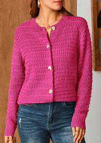 Knit Cardigan Long Sleeve Open Front Button Down Jacket