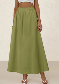 Ruffle High Waisted Casual Long Flowy Maxi Skirts with Pockets