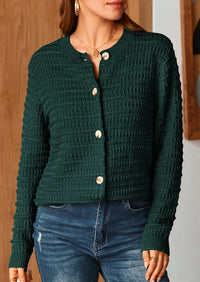 Knit Cardigan Long Sleeve Open Front Button Down Jacket