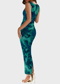 Floral Bodycon Sleeveless Mesh Maxi Long Dresses