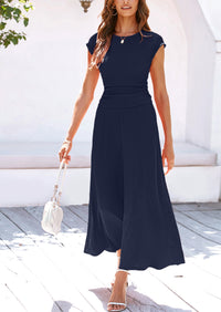 Casual Knit Short Sleeve Crop Top High Waist Skirt 2 Piece Sets
