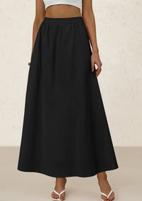Ruffle High Waisted Casual Long Flowy Maxi Skirts with Pockets