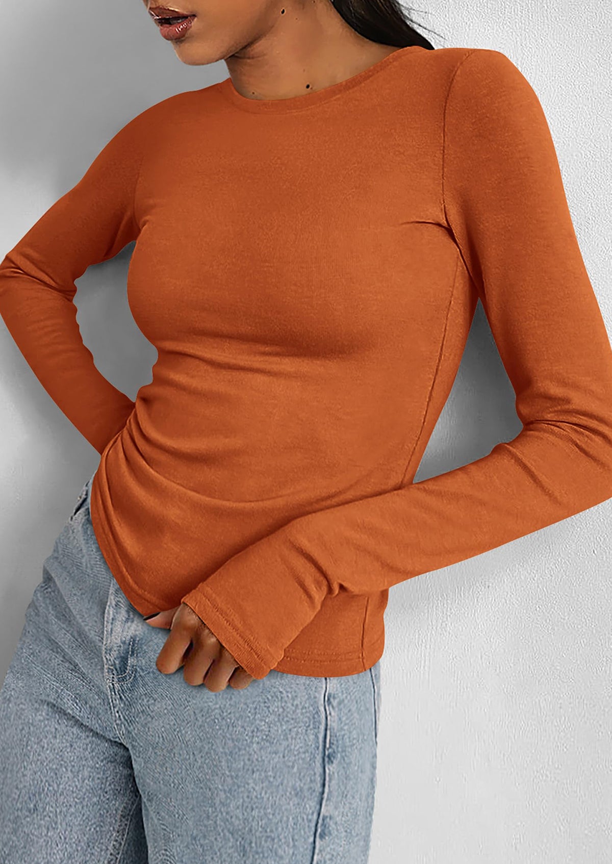 Casual Long Sleeved Round Neck Y2k Top