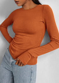 Casual Long Sleeved Round Neck Y2k Top