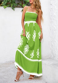 Floral Sundress Spaghetti Strap Flowy Beach Vacation Boho Maxi Dresses
